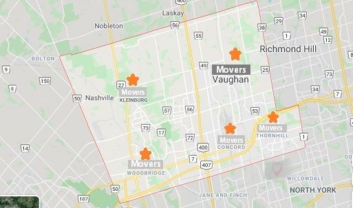 moving company Vaughan map